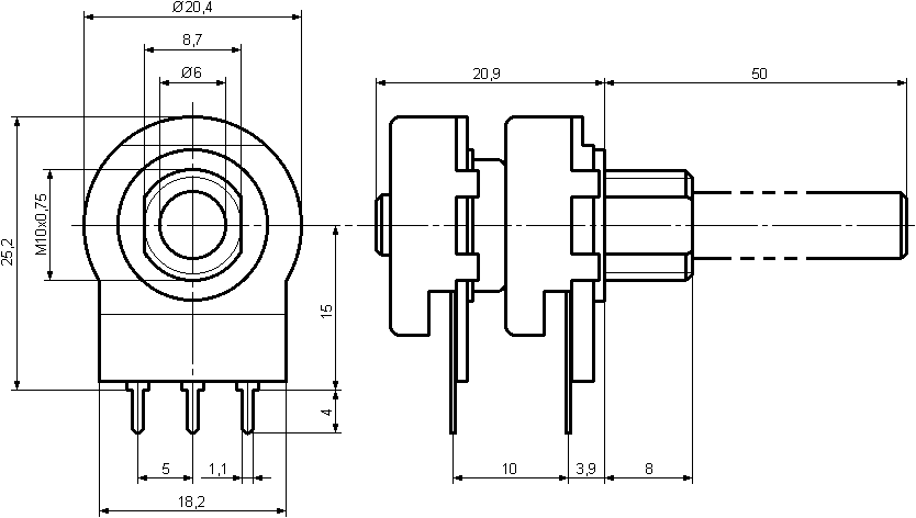 A Radiohm ikerpotenciomter mretei